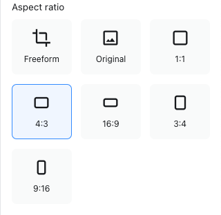 Aspect ratio crop presets.