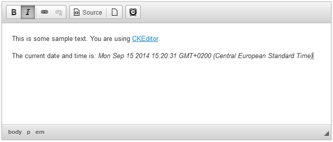Date and time added to the document in CKEditor
