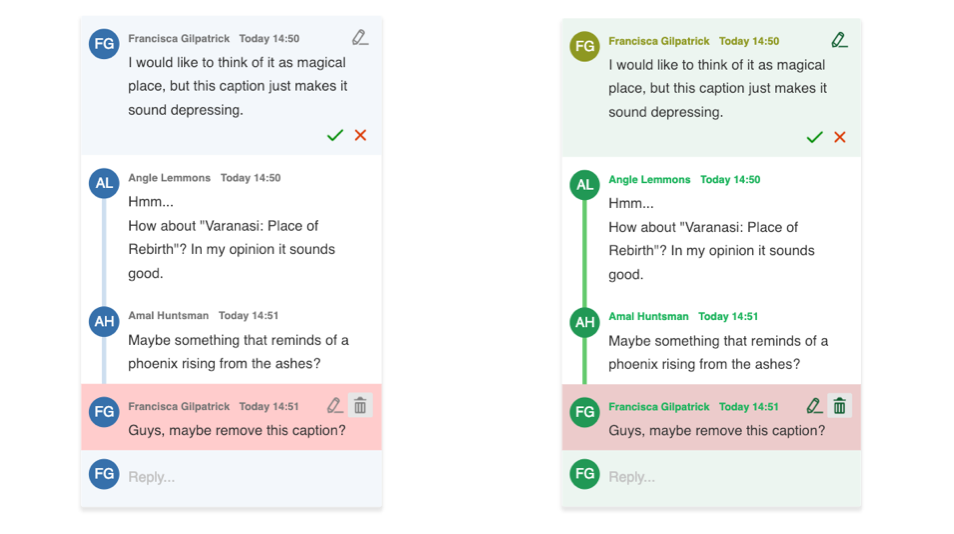 Custom CSS variables in comments added to the document created in CKEditor 5 WYSIWYG editor.