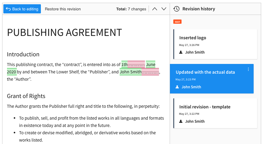 CKEditor 5 document versioning feature.