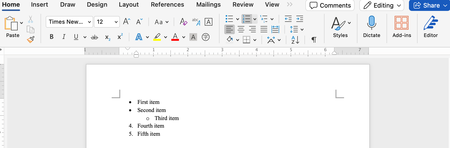 Unordered and ordered lists